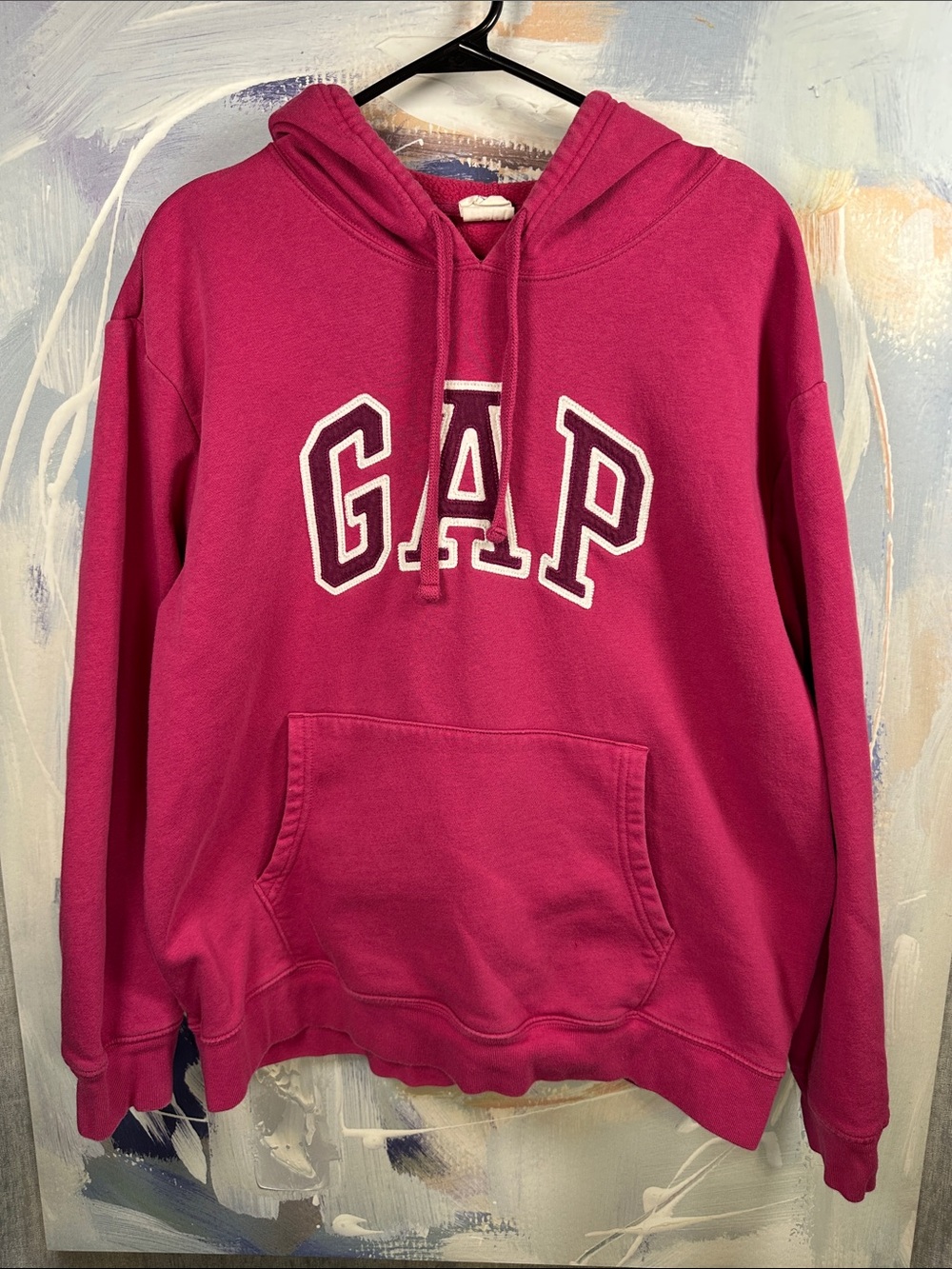 GAP Heritage Logo Hoodie Cerise Pink XL Oversized Pullover Sweatshirt